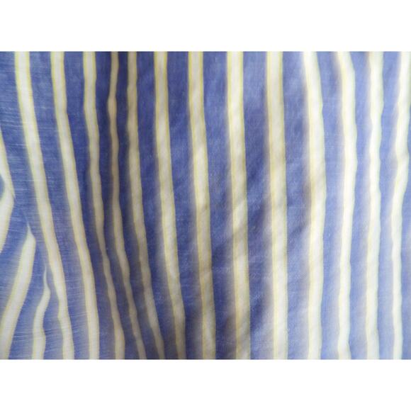 John Hill Shirt Irish Linen Mens Sz 40 Large Button Up Vertical Stripe Blue Vaca - Picture 12 of 14